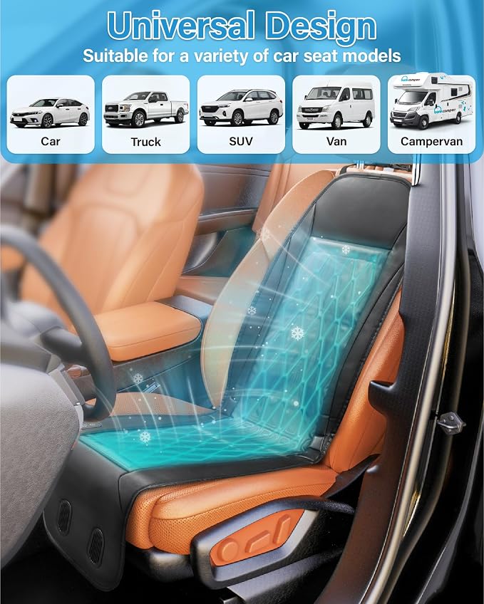 Liquid Cooling Car Seat Cover Cooling Seat Cushion with 3 Cooling Modes | 12V-24V Active Cooling Seat Cushion, Quiet Seat Cooler, for Car SUV Truck - Image 5