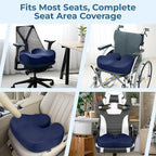 5 STARS UNITED Seat Cushion - Memory Foam Chair Cushion for Tailbone Pain Relief - Ergonomic Support for Coccyx, Sciatica & Butt - Office, Desk & Gaming Chair, Car Seat, Wheelchair, Blue Mesh - Image 5