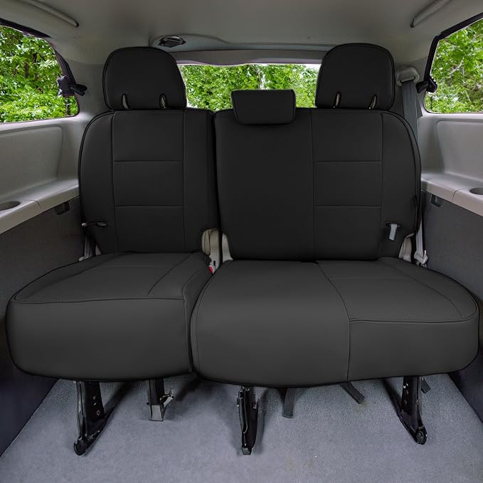FH Group Custom Fit Car Seat Covers Specifically Made for 2011-2020 Toyota Sienna 7 Passenger, Car Seat Cover 3rd Row, Automotive Seat Covers in Black Faux Leather, Waterproof and Washable Seat Covers - Image 2
