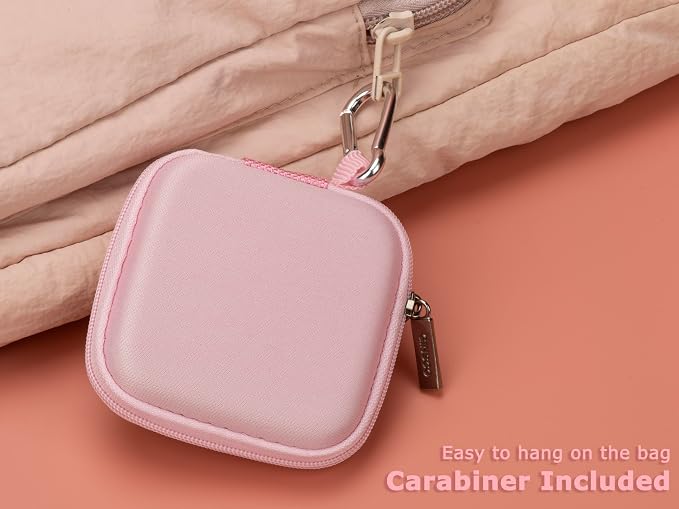 Ginsco Mini-Portable Hard Shell Square Earbuds Case for Apple EarPods/Samsung Galaxy Wired/Wireless Earbuds, Cell Phone Accessories Organizer with Carabiner for Earphones - Image 5