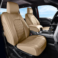 Coverado Premium Leather Truck Front Seat Covers – Custom Fit, Waterproof, Heavy Duty, Anti-Spill, Scratch Resistant Protector for Ford F150 2015-2026, F250-F450, Beige by COVERADOAUTO
