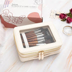 Aveniee Clear Makeup Bags, Double Layer Cosmetic Case with Separate Brush Compartment, Large Toiletry Organizer for Women, Travel Accessories Holder(2 Layers Large, White) - Image 5