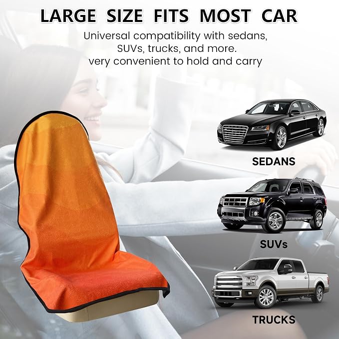 Car Seat Covers 2pcs Waterproof Towel Car Seat Cover Universal Fit for Most Trucks SUV Fitness Athletes Pets Gym and Water Sport，(Orange) - Image 7