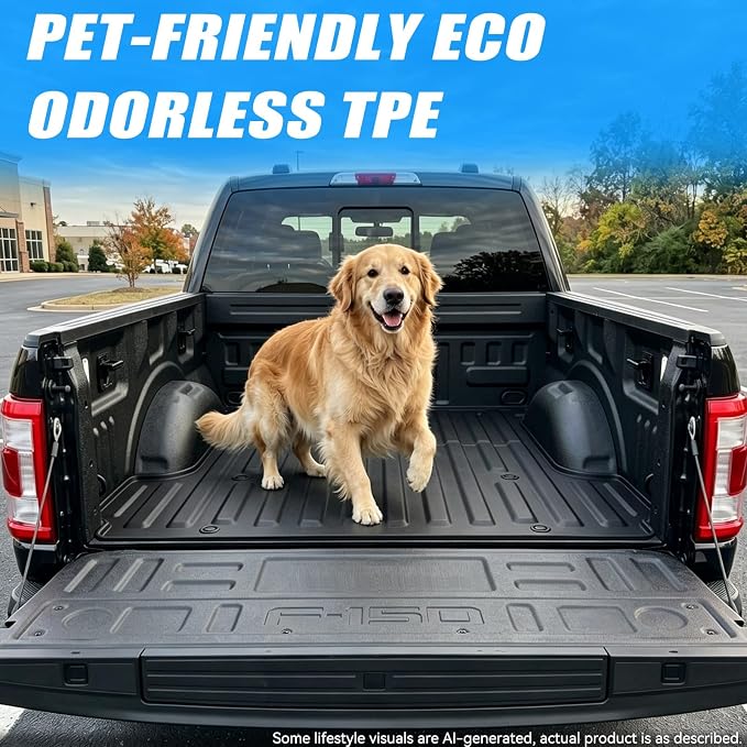 GYGY Truck Bed Mat Liner Fit for 2015-2025 Ford F-150 & 2022-2023 F-150 Lightning (5.5 FT Bed Only), All Weather Anti-Slip TPE Cargo Tray - Image 3