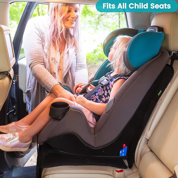 PIDO Car Seat Protector Under Baby Car Seat, Carseat Protection Pad, Black | Thick Padding, Waterproof Oxford, Non-slip Base, Prevents Seat Indentation, Protect Car Upholstery - Image 6