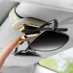 Leather Sunglass Holder for Car, Black | Car Sunglasses Holder Clip, Multi-Functional Card Ticket Organizer, Universal Fit, Car Visor Accessories, Driver Gift - Image 4