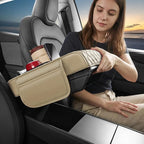 5 in 1 Nappa Leather Console Armrest Cover, Beige | Built-in cup holder, tissue slot, phone holder & 2 storage pockets, practical car accessories fit SUV sedan truck - Image 8