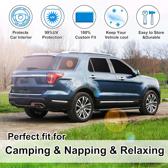 TINGLU Window Shades for Ford Explorer SUV 2011-2019 8PCS Accessories Full Windows Rear Triangular Windshield Sun Shade Sun UV Rays Privacy Protection - Image 6