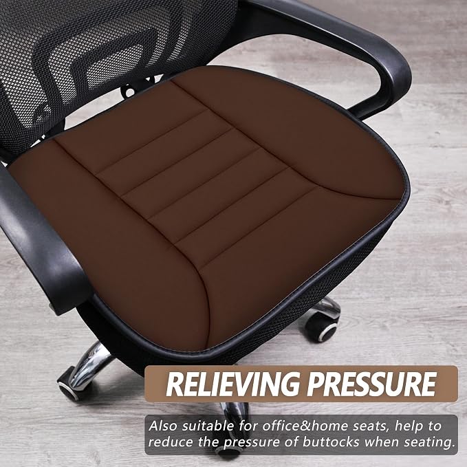 MYFAMIREA Car Seat Cushion Pad 1.2" Thick Comfort Protector for Car Driver Seat Office Chair Home Use Memory Foam Cushion with Non Slip Bottom, 20'' x 18.5'', Coffee - Image 5