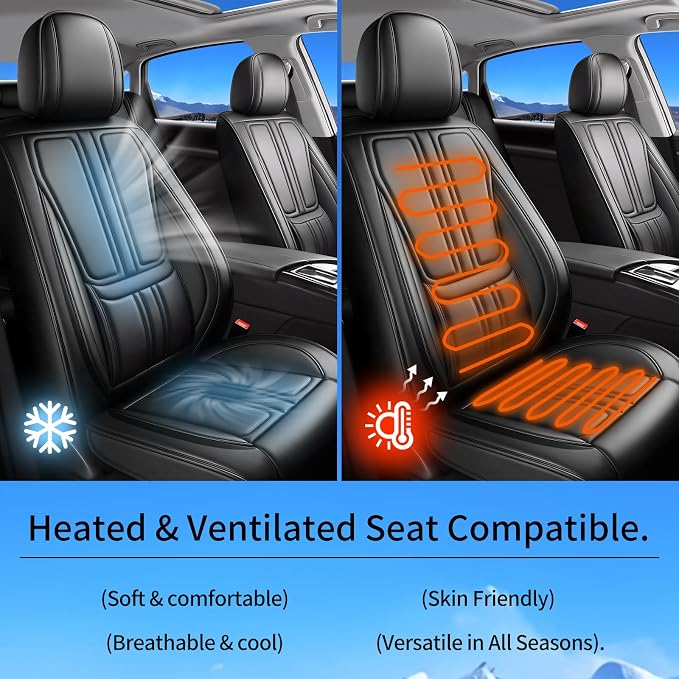 Fit Cherokee Car Seat Covers Compatible with Jeep Cherokee 2014-2024 2025 2026.Full Coverage Waterproof Leather,Compatible with Airbag,All - Weather Seat Cushion Protector(Full Set,Black) - Image 8