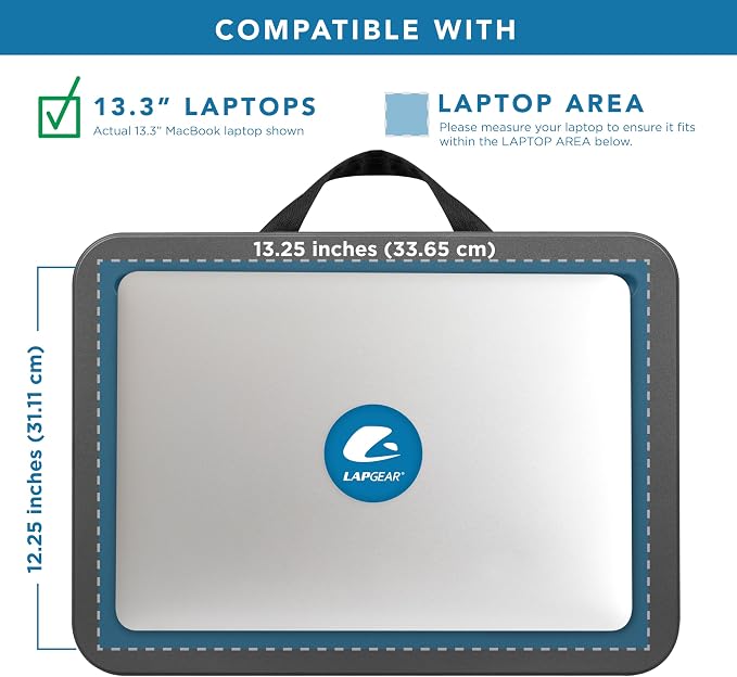 LAPGEAR Compact Lap Desk – Fits Up to 15″ Laptops – Charcoal-– Style No. 43105,(Pack of 12) - Image 3