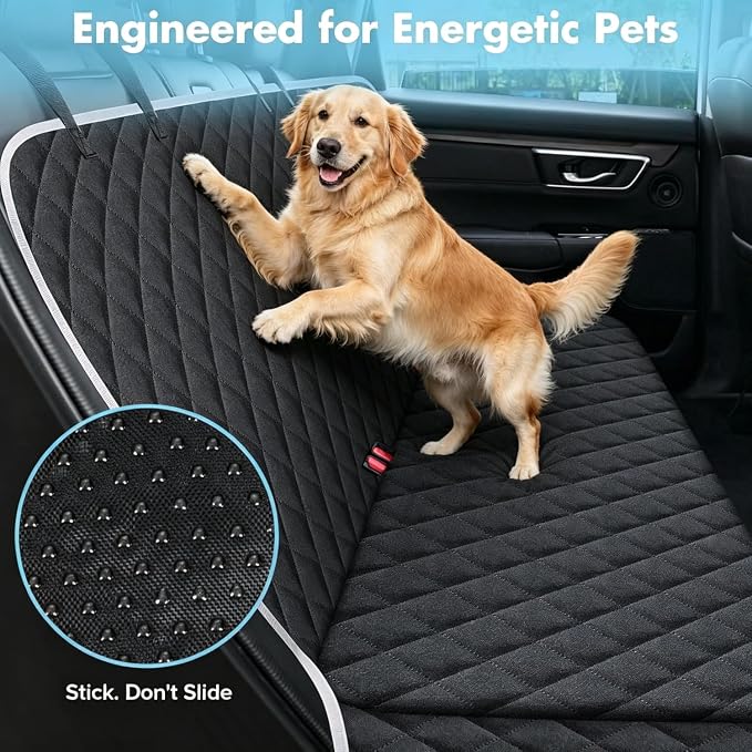Meolsaek Dog Car Seat Cover, Mesh Window Hammock Back Seat Cover for Dogs | 1680D Oxford fabric, TPU waterproof, 3D anti-slip grip design car seat cover for back seat as hammock reducing worries - Image 7