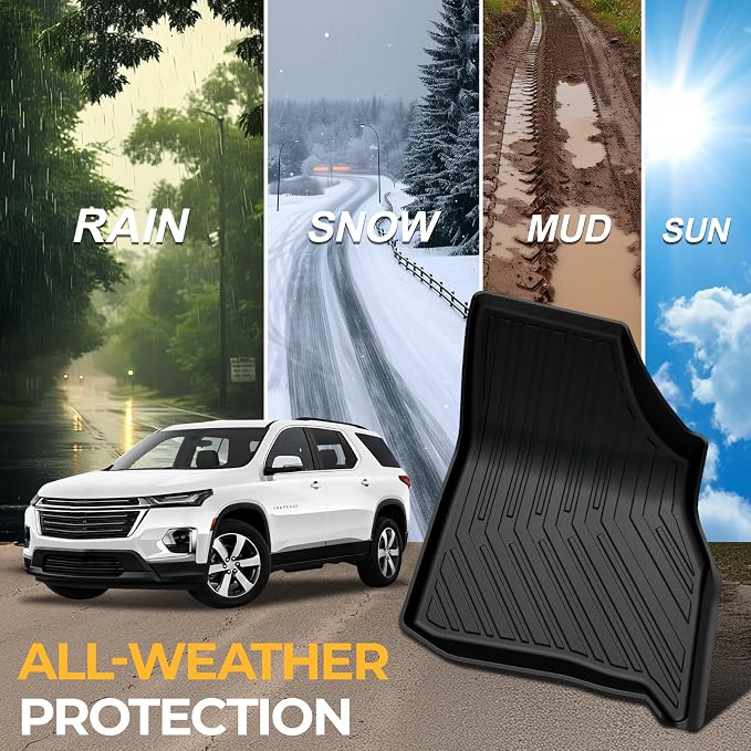 Floor Mats for 2018-2023 Chevy Traverse 7-Seat Accessories | Full-Coverage Set with Cargo Liner & Backrest Protector, Odorless & Durable, All-Weather Protection, 3D Laser Fit - Image 8
