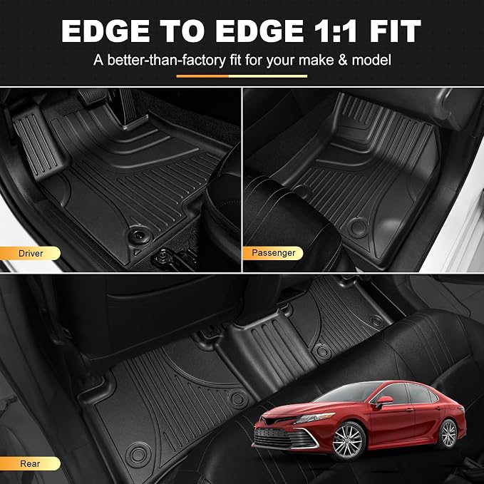 Floor Mats for Toyota Camry 2018-2024 FWD Gas, Floor Liners & Cargo Liner | Not for AWD or Hybrid. Custom Fit Car Mats All-weather Protection Waterproof Easy to Clean Heavy Duty - Image 3