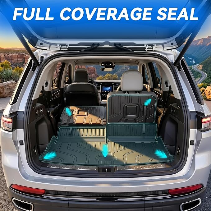 GYGY Cargo Mat Trunk Liner with Backrest Mats, Fit for 2021-2025 2026 Jeep Grand Cherokee L (Fits 3rd Row 6 & 7 Passenger L Models Only), All Weather Waterproof TPE Rear Cargo Tray - Image 3