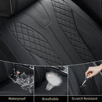 FLORICH Leather Seat Covers Full Set Automotive Seat Covers Black Car Seat Covers Waterproof Front and Back Seat Covers Car Seat Cushion Protector Universal Fit for Most Cars SUV Trucks, Black - Image 6