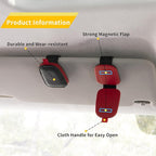 Yuoyar Magnetic Leather Sunglasses Holder for Car, 2 Packs (Black-red) | Magnetic Car Visor Accessories - Image 4