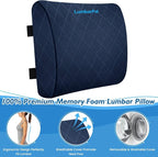 Lumbar Support Pillow for Office Chair, Back Support, Memory Foam, Blue | Improve Sitting Posture & Back Pain Relief. Lumbar Pillow Fits Office, Gaming & Car Chairs with Adjustable Dual Straps - Image 3