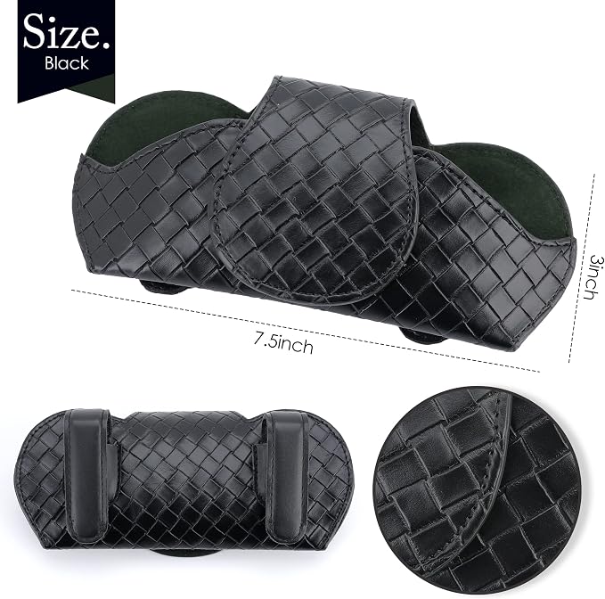 KINIVA Sunglasses Holder for Visor - Leather Glasses Case with Clips for All Car Models (Black) - Image 8