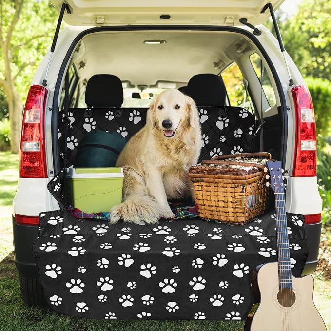 F-color SUV Cargo Liner for Dogs - Heavy Duty Trunk Cover for Full-Size SUV | Pet Cargo Cover with Bumper Flap Protector, Non-Slip Car Trunk Mat, Dog Car Seat Cover Prevents Scratches Pet Hair Mud Dirt - Image 6