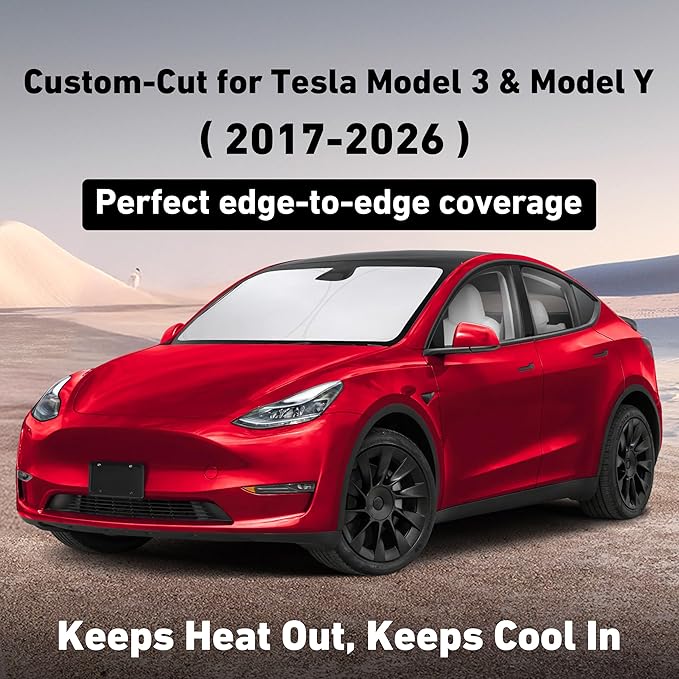 EcoNour Windshield Sun Shade Compatible with Tesla Model 3 & Model Y - Image 2