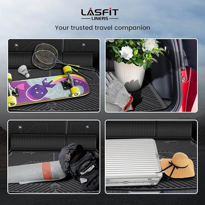 LASFIT Cargo Liner for Honda CR-V 2023-2026 (Gasoline & Hybrid & e:FCEV) | All Weather Custom Fit Anti-Slip Pet Friendly Easy Clean TPE Trunk Mat with Backrest Mat (Upper Position) - Image 9