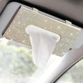 Bling Car Sun Visor Tissue Box Holder, Visor Accessories, Rhinestone PU Leather Crystal Sparkling Napkin Holder, Auto Sun Visor Paper Towel Cover Case Accessories for Most Cars (Beige+White) by Unknown