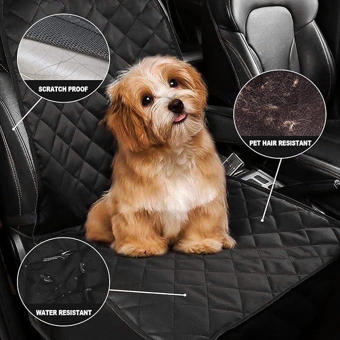 AsFrost Dog Car Seat Cover for Cars SUVs Trucks, Thicked 600D Oxford Heavy Duty Waterproof Front Car Seat Covers for Dogs Durable Nonslip Padded Pet Car Seat Protector with Side Flaps, 2 Pack | Thicked 600D Oxford,Heavy Duty, Waterproof,Durable, Nonsli... - Image 4
