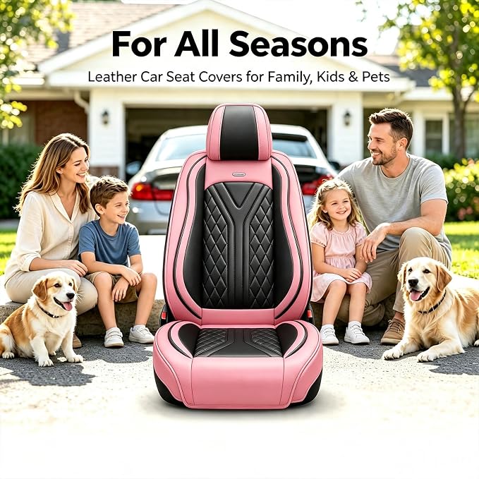 for Subaru Forester 2009-2026 Car Seat Covers, Full Set, Pink | Luxury Full Coverage Leather Seat Protectors, Waterproof Breathable, Non-Slip, Easy to Install, Airbag Compatible, All-Season - Image 9