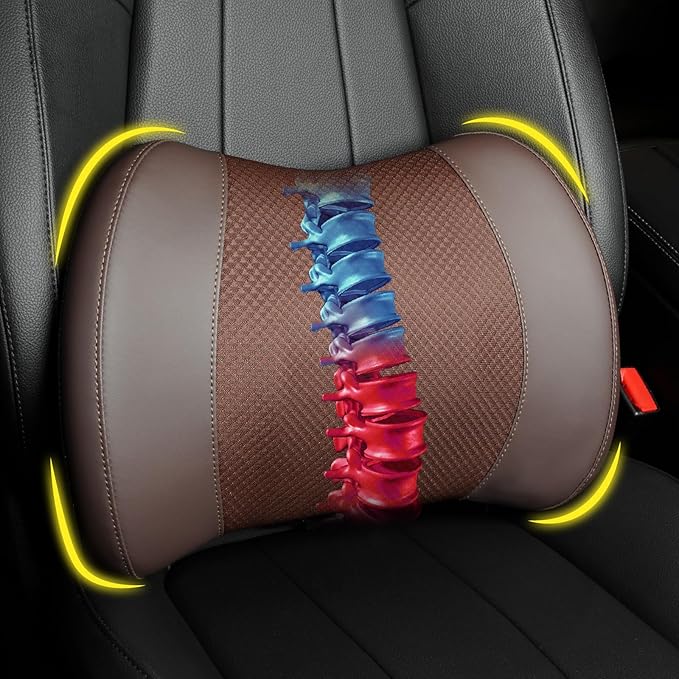 Lofty Aim Lumbar Support Pillow for Car, Car Seat Back Support for Driving | Memory Foam Car Lumbar Support for Driving Seat, Car Back Cushion, Adjustable Straps, Lower Back Pillow, Office Chairs, Brown by LoftyAim