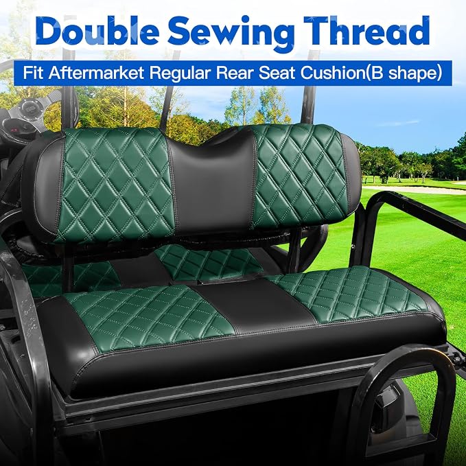NOKINS Golf Cart Seat Covers 4 Piece Fits Yamaha Drive G29 /Drive2 | Front and Rear Seat Vinyl Covers, Golf Cart Accessories, No Staples(Dark Green&Black) - Image 3
