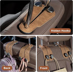CoBak Purse Hook for Car - Universal Premium Stitched Leather and Aluminum-Magnesium Alloy Double Car Seat Back Storage Hook for Purses, Handbags, Bags (4 Pack),Brown - Image 6
