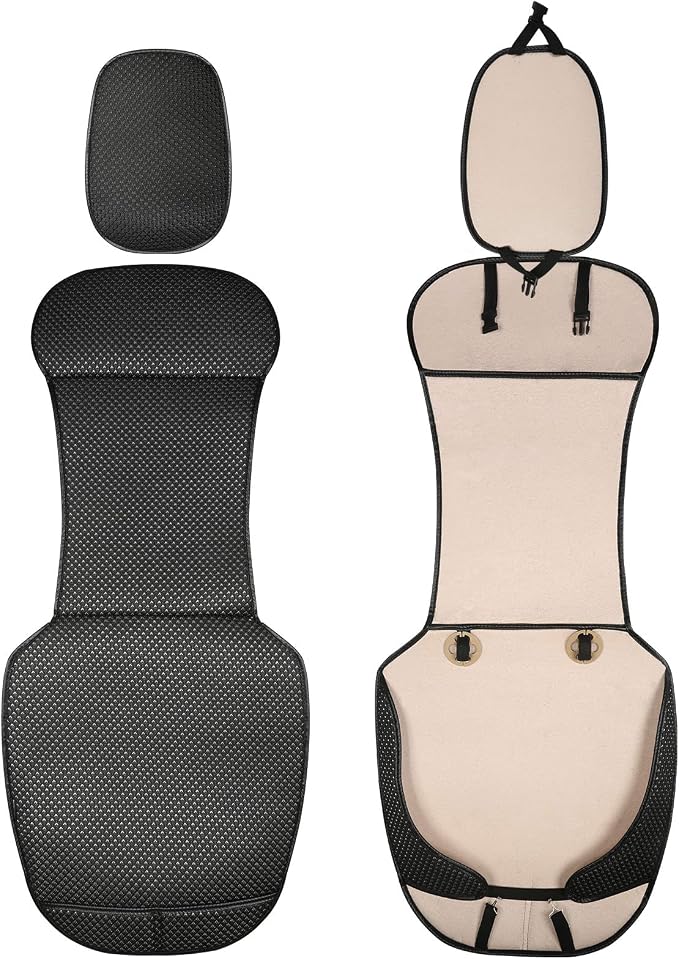 Auto Newer Luxury Breathable Car Seat Cover Fit Four Seasons, Universal Front of Car Seat Cushions, Bottom Seat Covers of Full Wrapped Edge,Universal Fit for 95% Cars,SUV(Black+Grey，2PCS) - Image 4