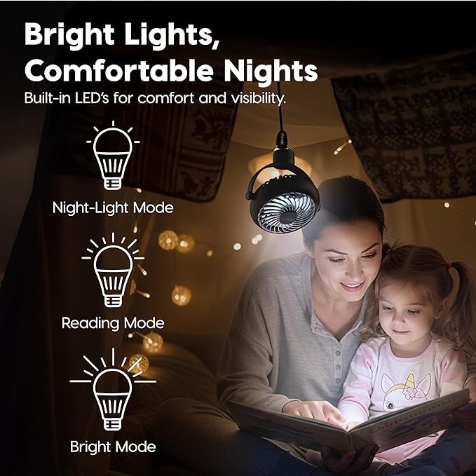 IRIS USA WOOZOO Cordless Portable Clip On Fan, USB-C Rechargeable, Black | LED Light, Mosquito Repellent Tray, 360° Tilt, 3 Speeds, Pet Stroller Car Fan, Camping Golfing Outdoor Use - Image 7