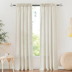 RYB HOME Linen Sheer Curtains 2 Panels for Living Room, Semi Transparent Privacy Drapes with Rod Pocket Farmhouse Style Window Treatments for Bedroom, Linen, 38" W x 84" L by RYBHOME