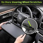 2-in-1 Steering Wheel Tray & Seat Gap Organizer | Portable Steering Wheel Desk with Cup Holder & Pad Slot, Car Food Desk for Laptop, Working, Eating, Multipurpose Accessories - Image 8
