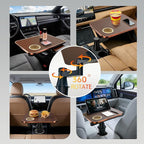 Car Tray & Desk for Laptop, Dual 360° Rotating, Anti-Slip Leather Surface, Steering Wheel Tray, Car Accessories- Compatible with Tesla Model Y/3/S, Ford F150/Explorer/Most Vehicles (Brown) - Image 2
