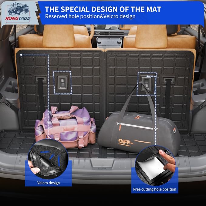 Rongtaod Floor Mats Full Set 7 PCS for 2024-2026 Hyundai Santa Fe 6&7 Seats | for Gas&Hybrid, Floor Liner, Trunk Mat with Backrest Mat, 2nd Row Kick Mats, TPE All Weather Santa Fe Accessories - Image 6