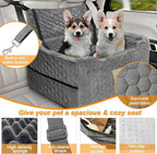 Dog Car Seat for Medium/Large Dog Booster Seat Under 60 lbs or 2 Small Dogs, Multi-Functional Pet Car Seat with Thick Cushion, 2 Safety Leashes (Gray) - Image 3