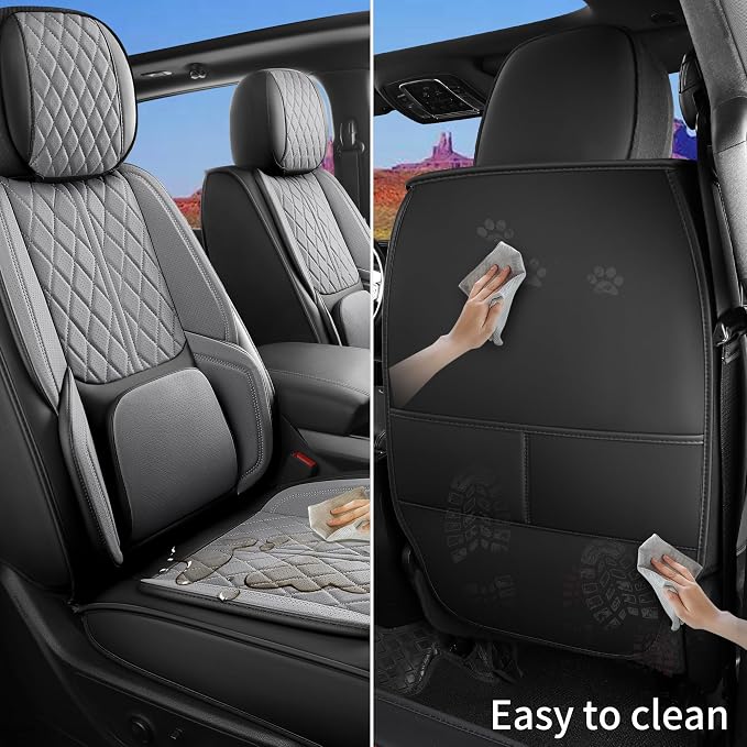 Car Seat Cover Custom Fit for Dodge Ram 1500 2500 3500 2002-2026 Faux Leather Seat Cover Set Compatible with Crew Quad Regular Cab Pickup Truck Cushions (Black & Grey, Front Seat) - Image 6