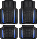 CAR PASS Heavy Duty Rubber Car Floor Mats, Deep Waterproof Car Floor Mats All Weather, Aluminum Film Floor Mats for Cars Non-Slip Universal Trim to Fit for SUVs Trucks Sedans Vans, Black Blue Metallic by CARPASS