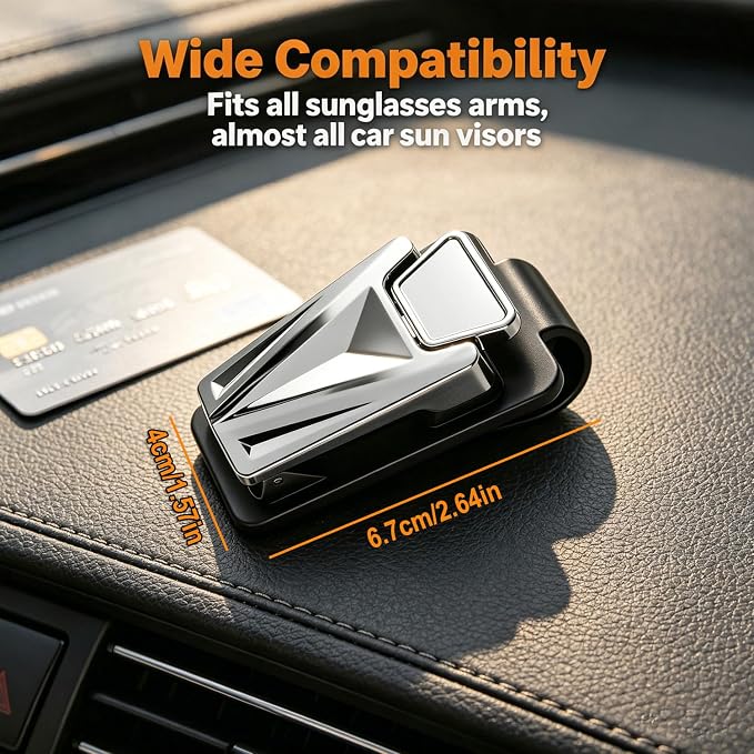 Dsycar 2 Pack Car Sunglasses Holder, Metal Car Visor Sunglasses Clip | One-Handed-Operation Easy Access Storage for Driving,Car Sun Visor Sunglasses Clip Anti-Scratch Car Sun Visor Accessories - Image 4