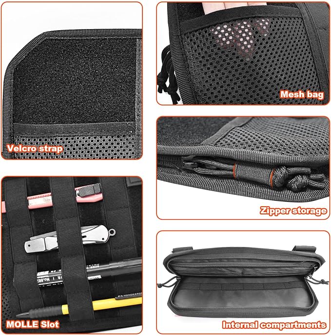1000D Sun Visor Organizer Fits Most Car, SUVs, and Trucks | with Zipper Visor Storage Pouch, Car Sunglasses Holder, Hard Molle Panel for Tactical Gears - Image 2