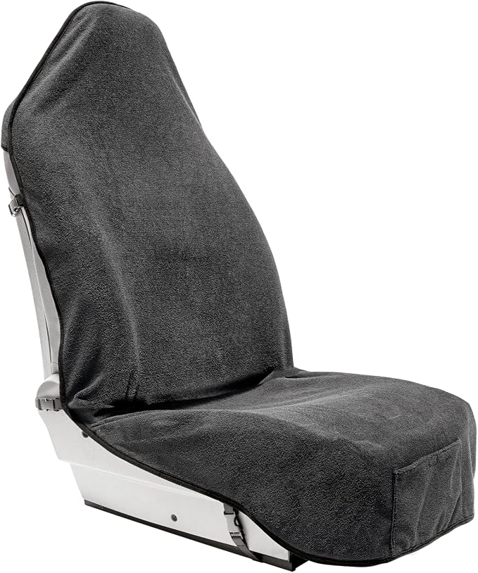 Terry Cloth Sweat Towel Seat Cover; Carseat Towel Protector; Great for Gym Workout; Waterproof; Universal Fit for Car SUV Van Truck; EZ fit; Non Slip Grip; Machine Washable; 1pc Grey by SGEdge
