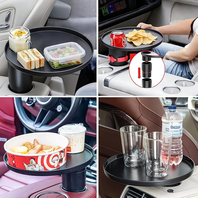 Car Tray 360° Rotating Cup Holder Table Organizer for Car Center Console Car Accessories Compatible with Most Vehicle - Image 3