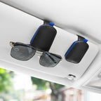 SINGARO Sunglasses Holder for Car, Leather Magnetic Buckle Sun Visor Sunglass Clip, Ticket Card Storage Glasses Clip, Car Interior Accessories for Men and Women（Black-Blue） - Image 2