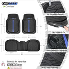 CAR PASS Tire Tread DeepDish Rubber Floor Mats for car Heavy Duty car mats All Weather, Universal XL~M Trim to Fit for Truck SUV Vehicle Automotive, Waterproof car mats 3 Piece(Blue Black) - Image 2