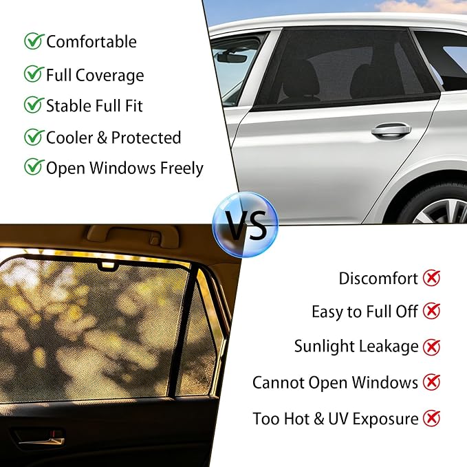 Car Window Shades for Baby, 2 Pack Ice Crystal Cooling Car Sun Shades, Privacy Car Shade Universal Fit SUV Sedan Minivan, Freely Roll Down Car Windows Large - Image 9