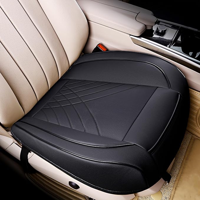 kingphenix Car Seat Cover, PU Leather Front Bottom Seat Protector | Front Bottom Seat Protector, Non-Slip Backing, Edge Coverage and Easy Installation for Sedans, SUVs, Trucks and Vans, Black by kingphenix