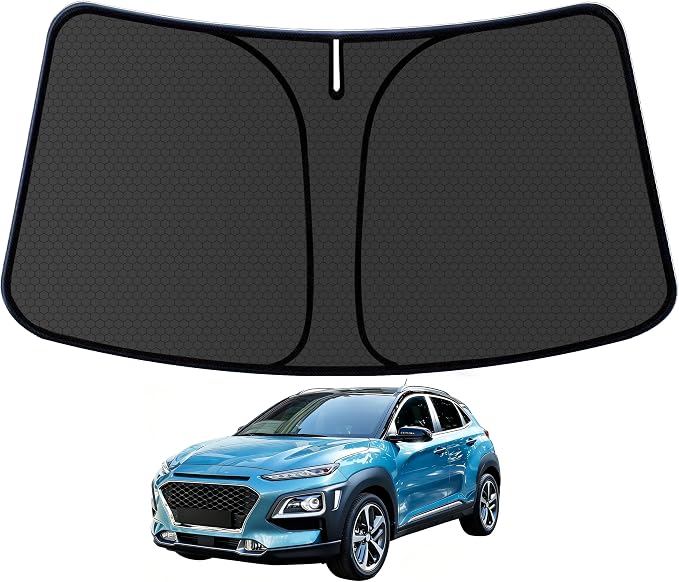 Kona Windshield Sun Shade for Hyundai Kona 2024 2025 2026 Blocks UV Rays Accessories,1:1 Custom Foldable Thickened Wear-Resistant Front Window Sunshade Visor,Keeps Your Car Cooler by Achaltiza